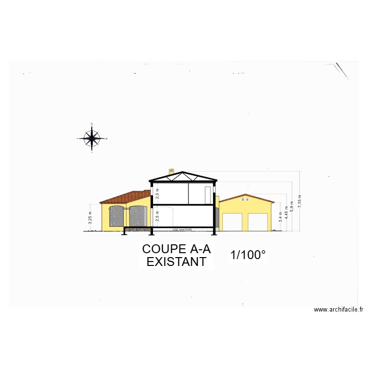 Gorguette Coupe A-A existant. Plan de 0 pièce et 0 m2