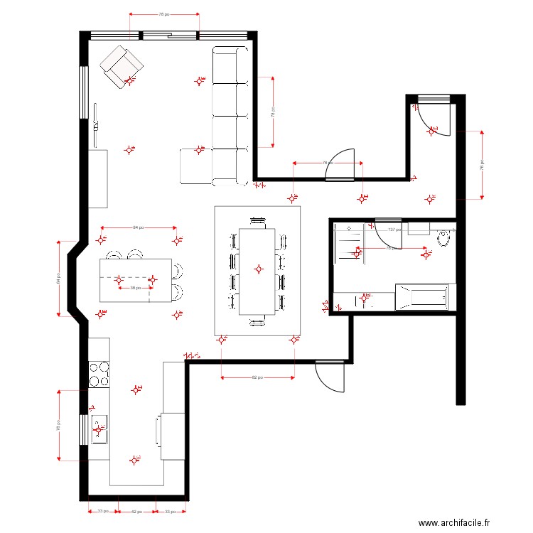 chainer elec. Plan de 2 pièces et 81 m2