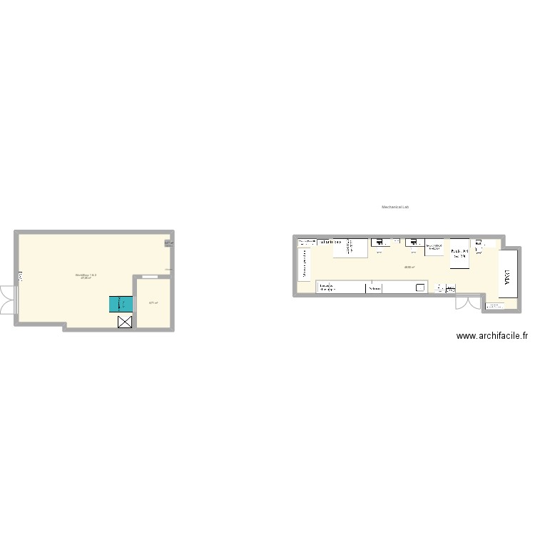 Mechanical Lab. Plan de 4 pièces et 103 m2