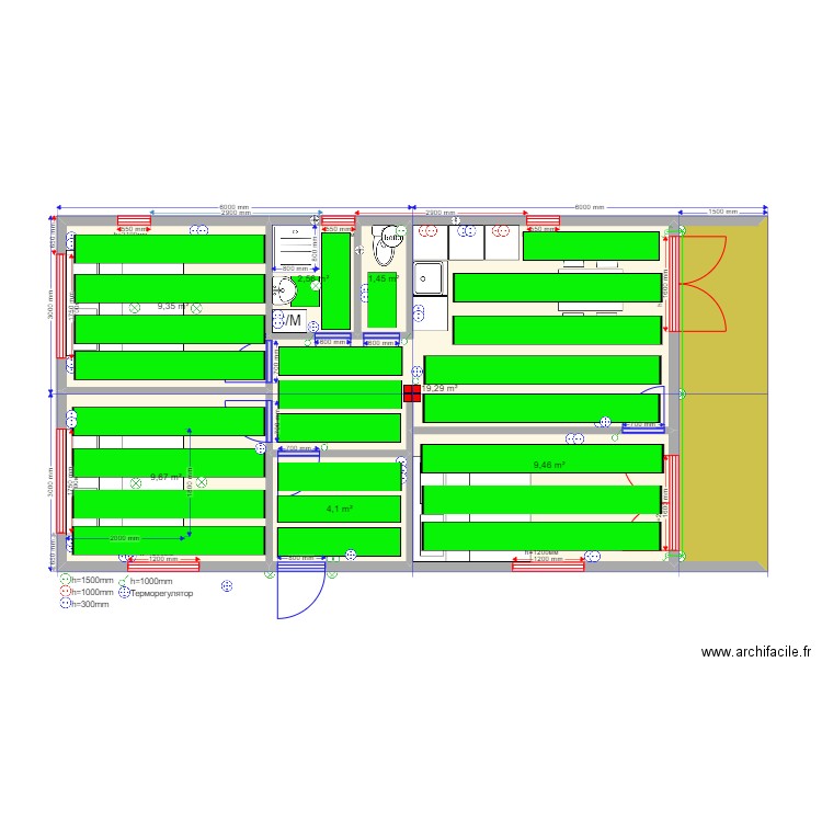 Barn Леонид Сатино ТП. Plan de 8 pièces et 64 m2