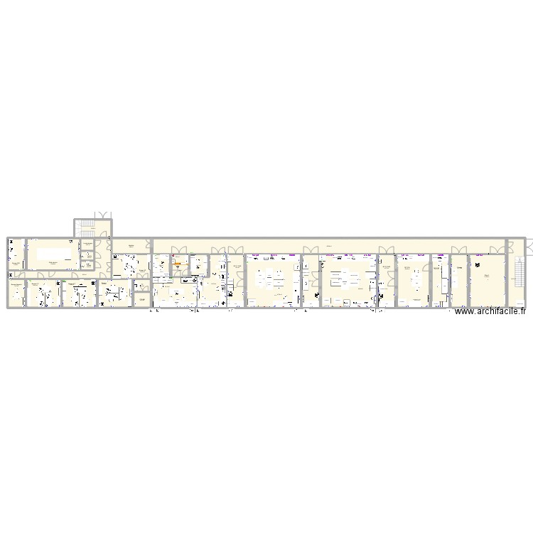 2eme étage complet V1. Plan de 32 pièces et 565 m2