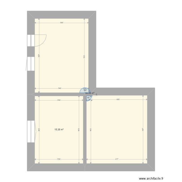 maison enval 1. Plan de 2 pièces et 53 m2