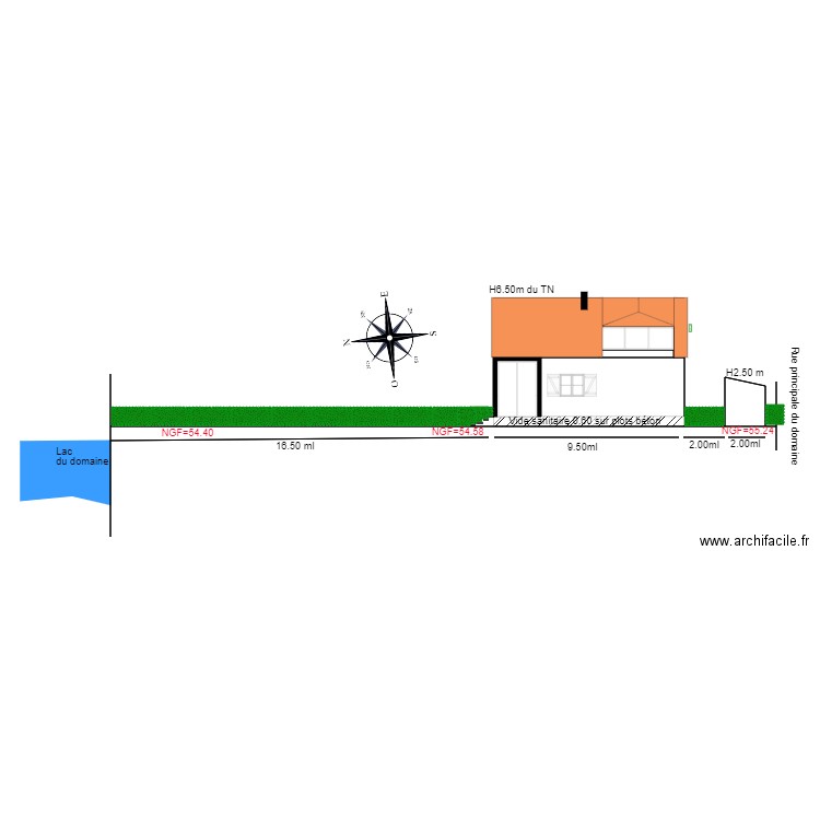 Plan en coupe    chalet 50. Plan de 2 pièces et 6 m2