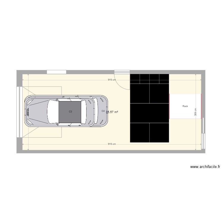 Garage. Plan de 1 pièce et 36 m2