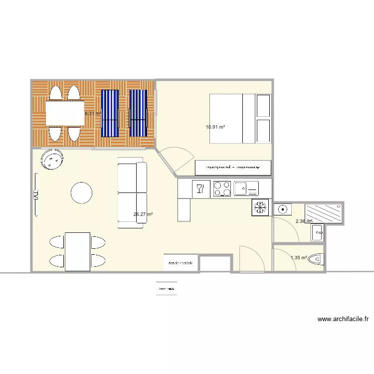 T2 origine martial 1 chambre. Plan de 
