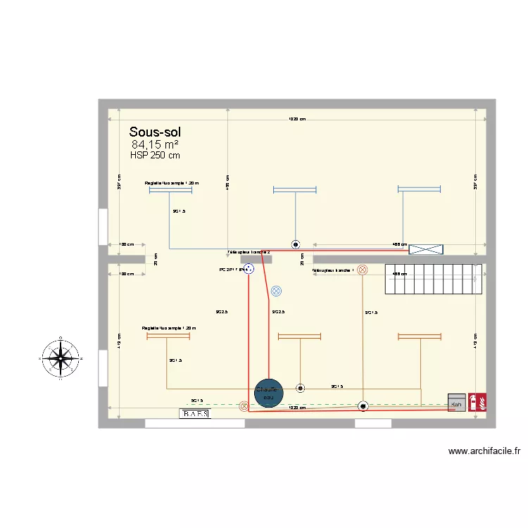 Sous sol Douville V1. Plan de 