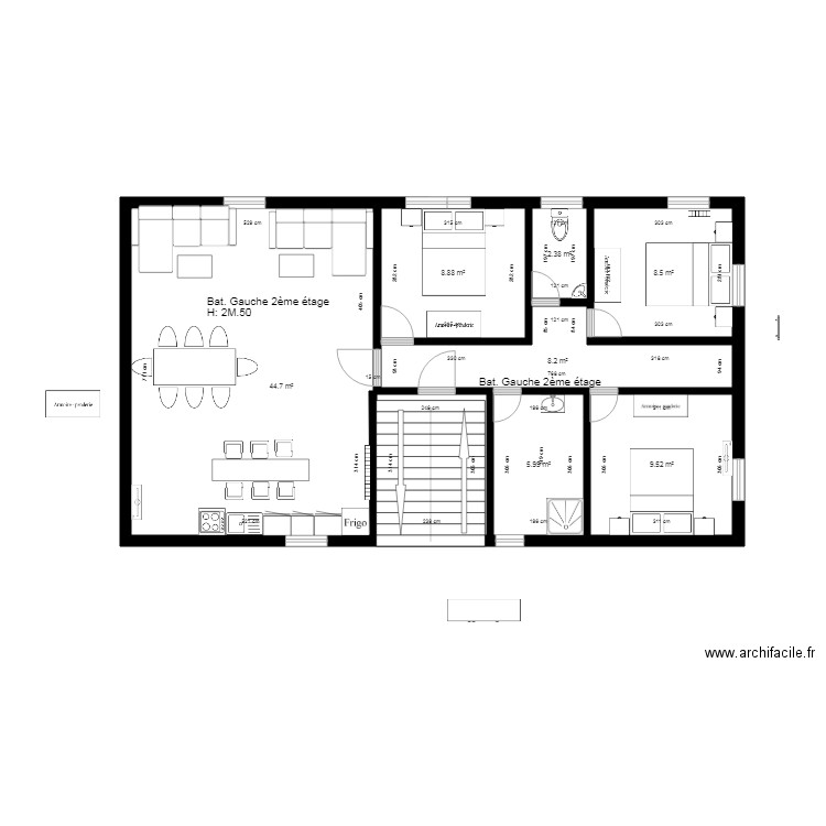 2ème Etage Bat   B 3 chambres 2018 Octobre. Plan de 0 pièce et 0 m2