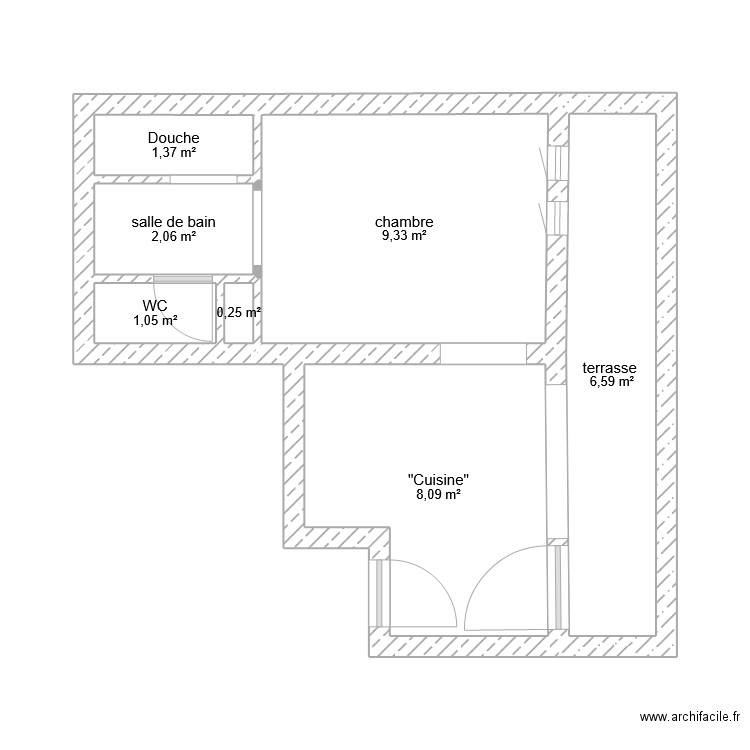 DIM. Plan de 7 pièces et 29 m2