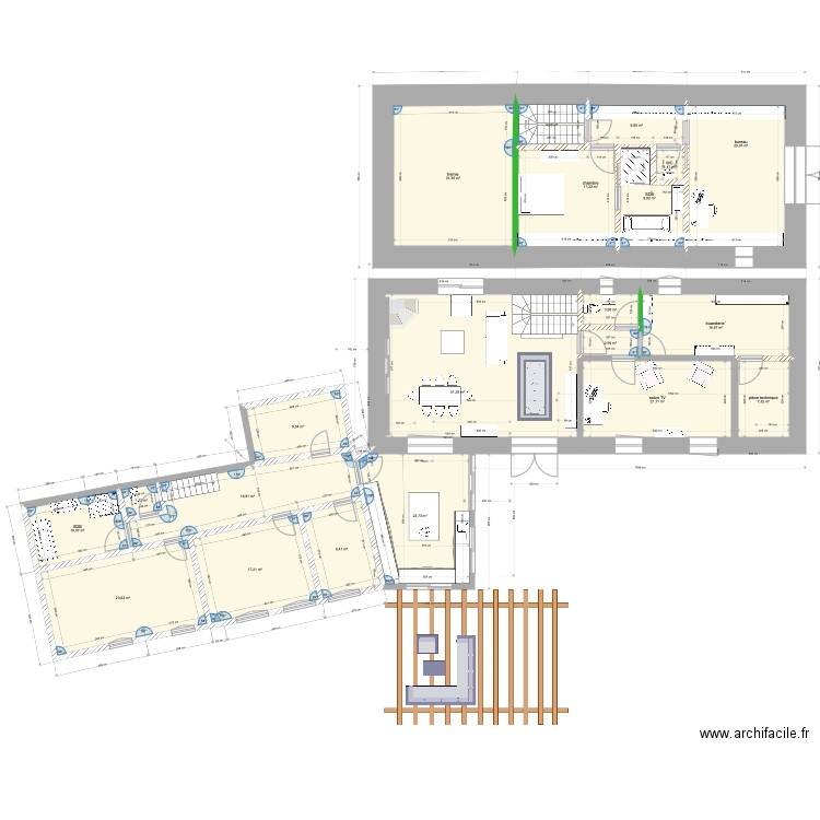 grange 7 nov 2021. Plan de 21 pièces et 313 m2