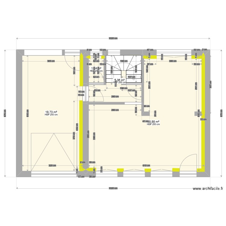 plan wizernes RDC AVEC ISOLANT. Plan de 4 pièces et 54 m2
