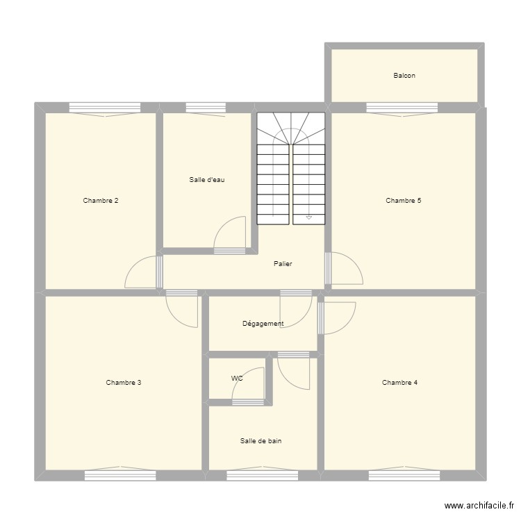 Maison Etage. Plan de 10 pièces et 96 m2