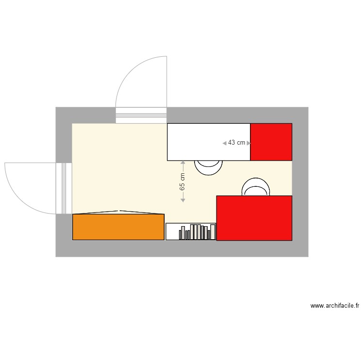 BOURISP Bureau 2eme étage V2. Plan de 1 pièce et 6 m2