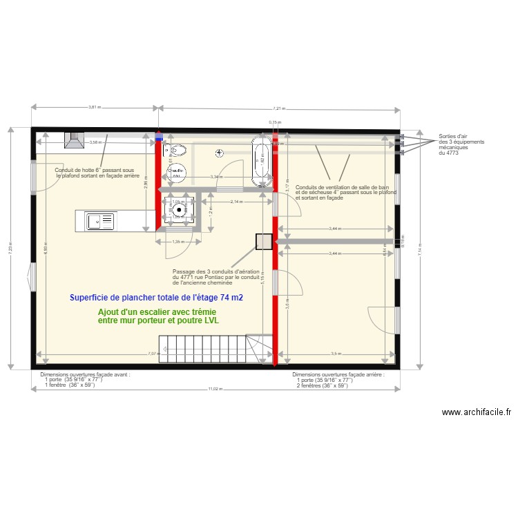 Situation projetée 4773 Pontiac . Plan de 0 pièce et 0 m2