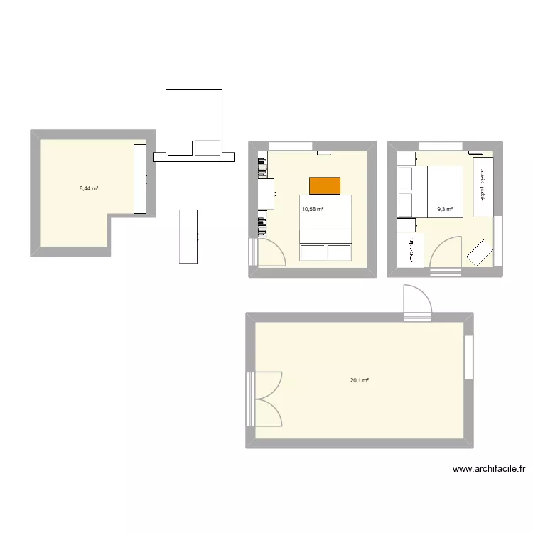 appt balzac. Plan de 4  et 48 m²