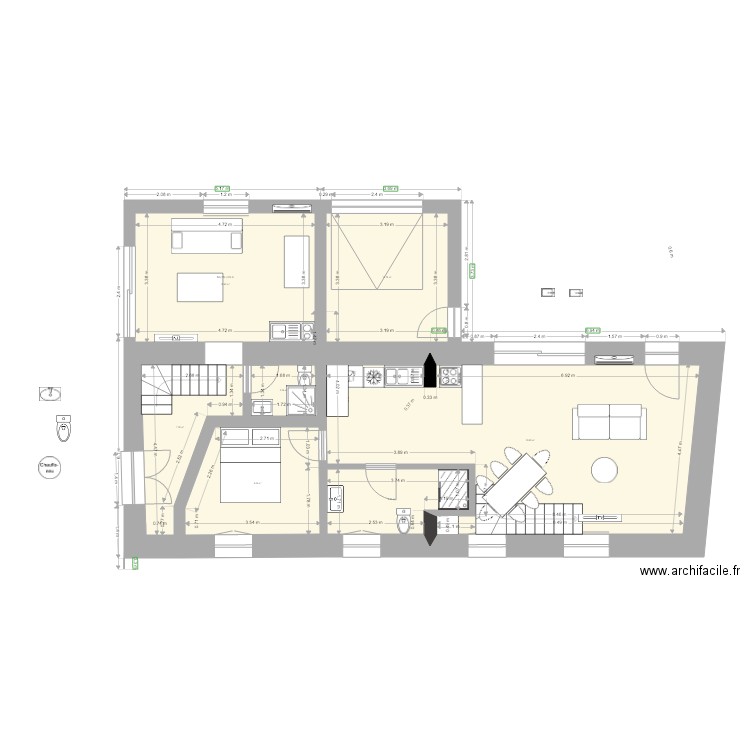 TOULENNE avec RDC PAPA v3. Plan de 0 pièce et 0 m2