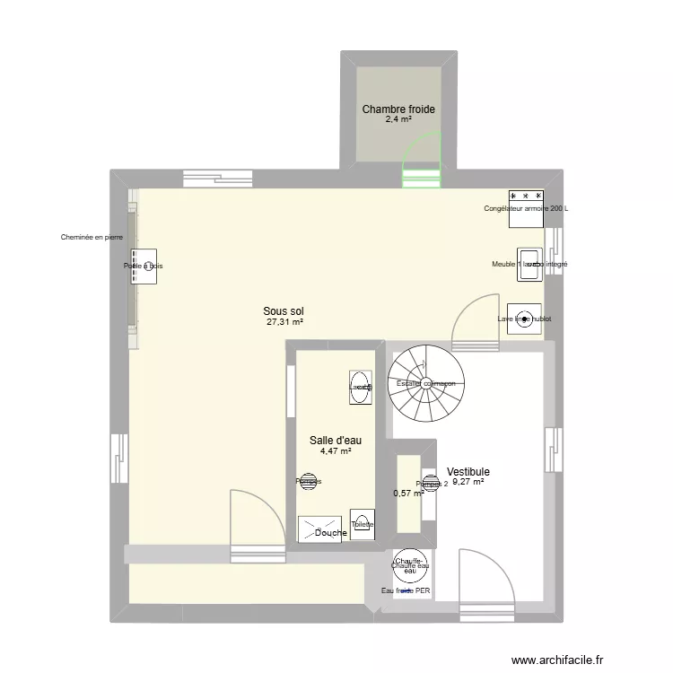 SOUS SOL PROJET. Plan de 5  et 67 m²