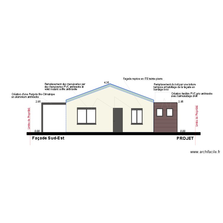 FACADE Sud Est Etat Projet. Plan de 0 pièce et 0 m2