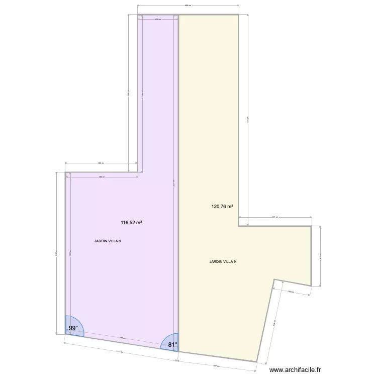 SURFACE JARDIN . Plan de 