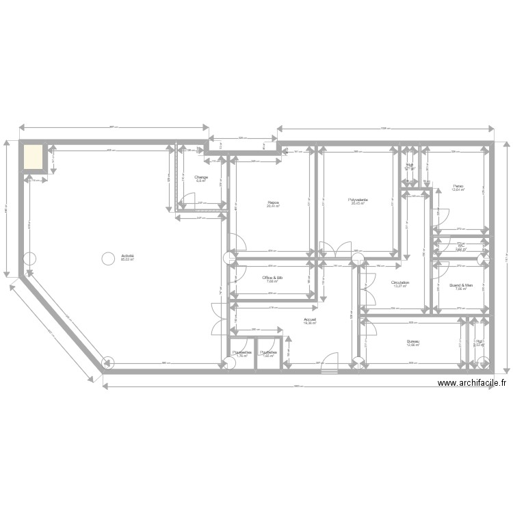 Fontenay Projet (Existant Jordan) 14092022. Plan de 16 pièces et 217 m2
