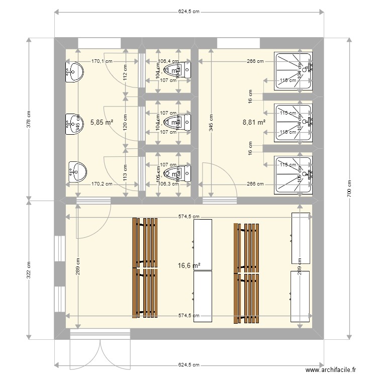 douches collectives 2. Plan de 0 pièce et 0 m2