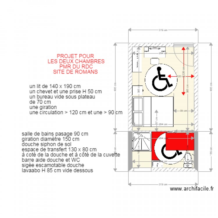 COMFORT HOTEL ROMANS CHAMBRE PMR. Plan de 0 pièce et 0 m2