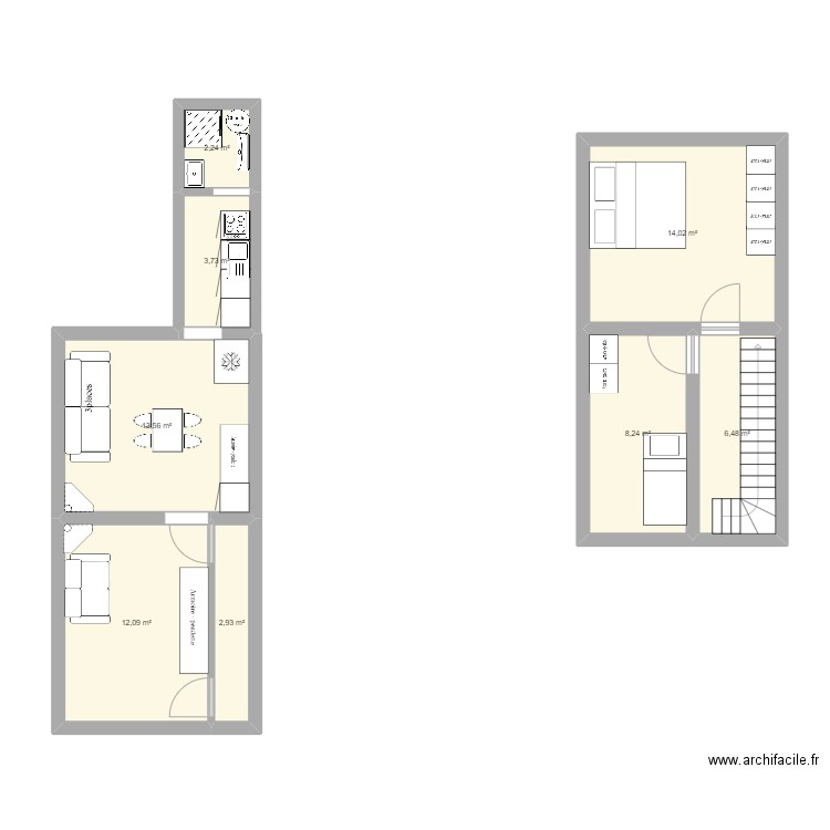 marie3. Plan de 8 pièces et 63 m2
