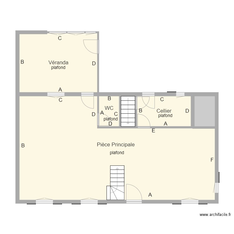 justice rdc. Plan de 6 pièces et 81 m2