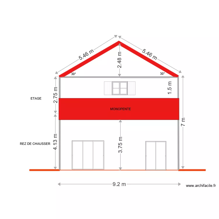 FACADE NORD. Plan de 