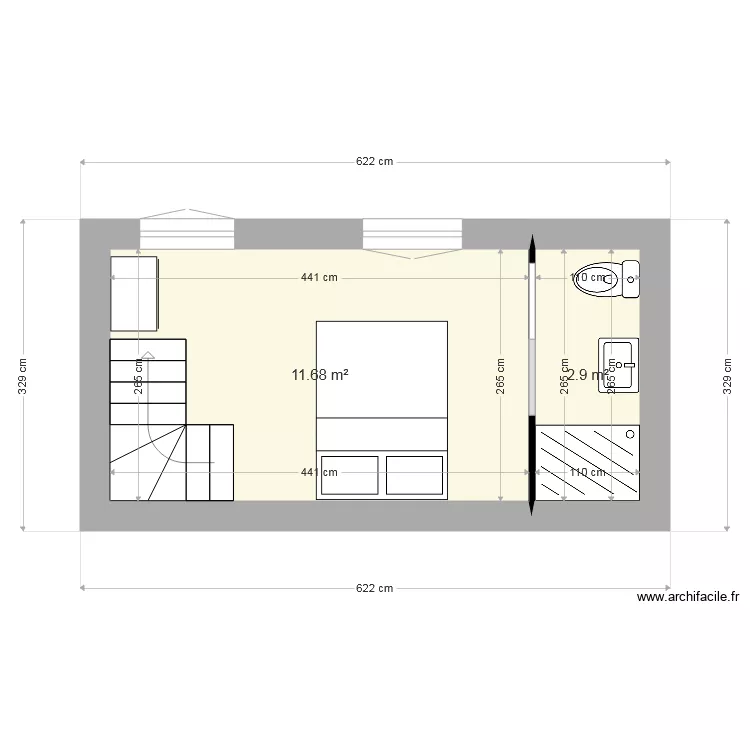 plan 1er etage studio futur maisonnette. Plan de 