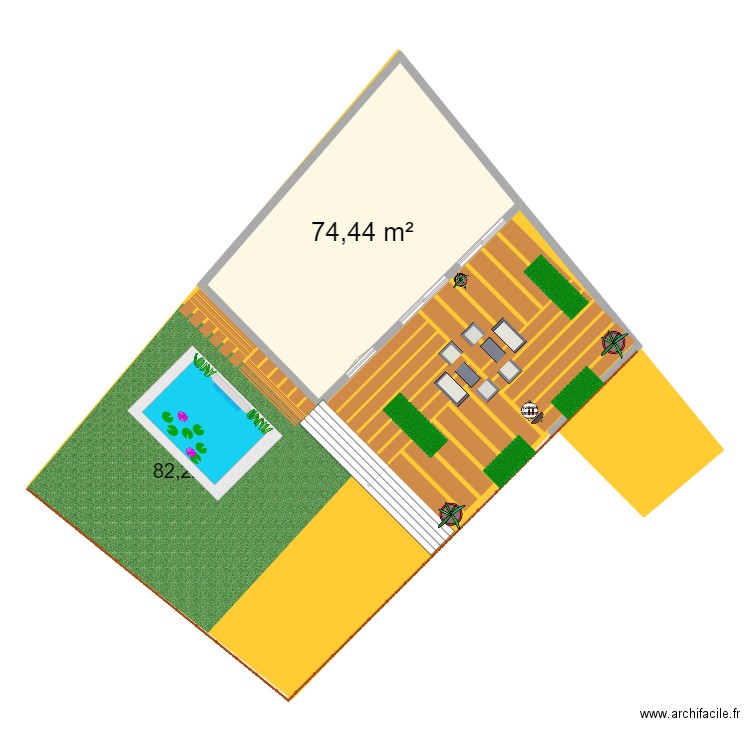 terasse. Plan de 0 pièce et 0 m2