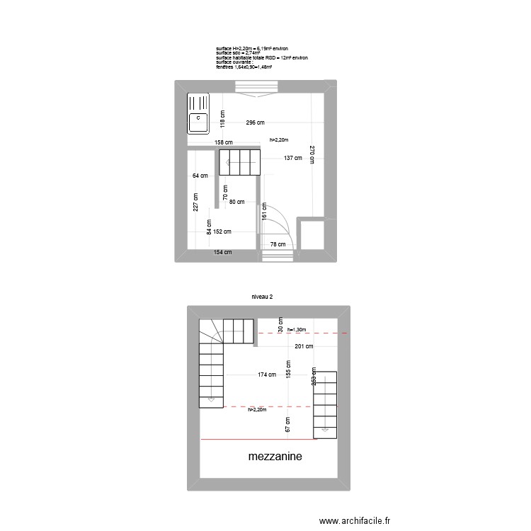 20 Jean Jaurès Etage 2 porte 23. Plan de 3 pièces et 20 m2