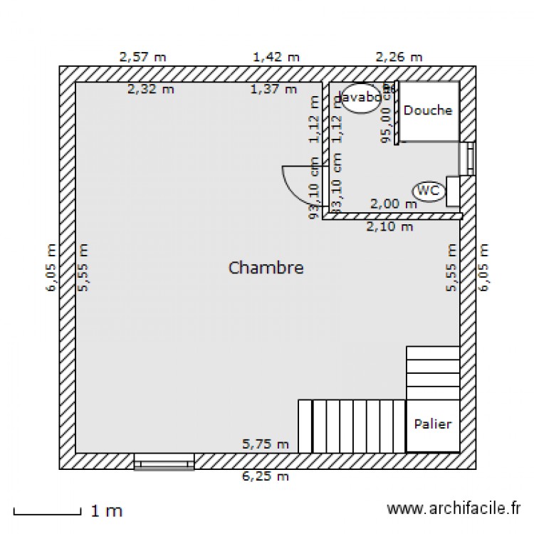 case carrée partie nuit étage. Plan de 0 pièce et 0 m2