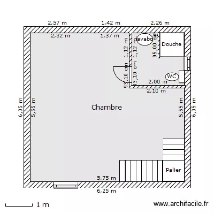 case carrée partie nuit étage. Plan de case carrée partie nuit étage. Plan de