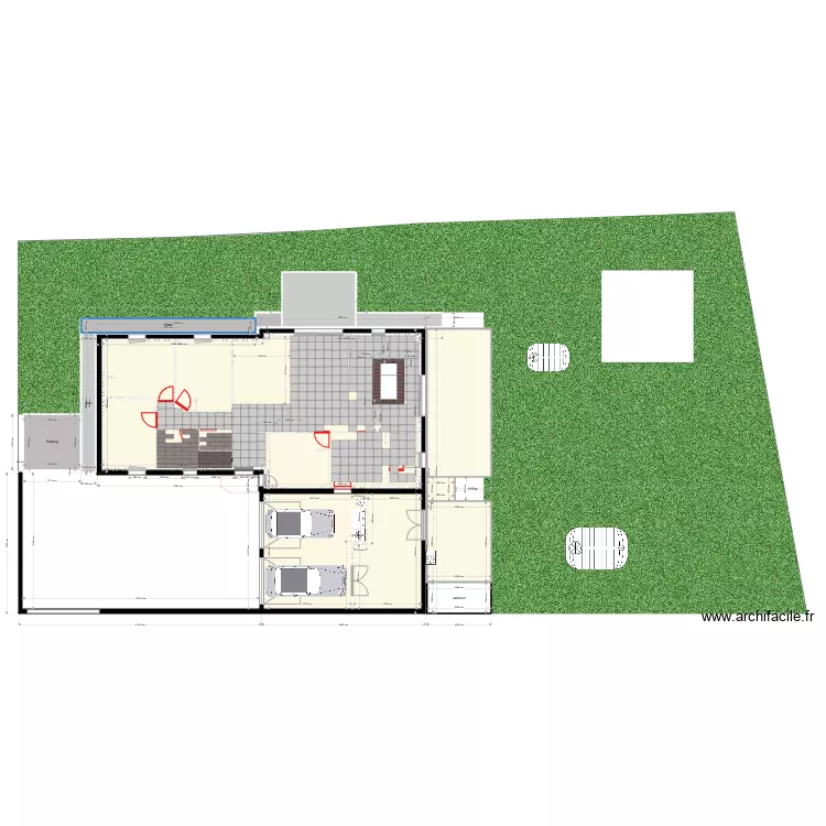 Maison 5 carrelage. Plan de 