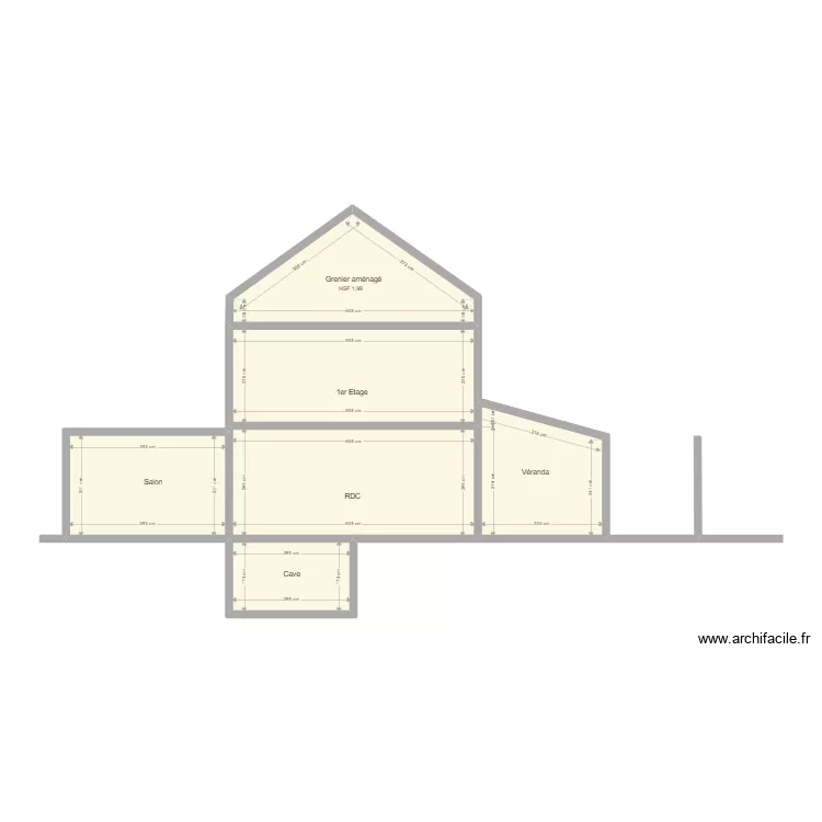 Coupe vec remise et cave preal. Plan de 