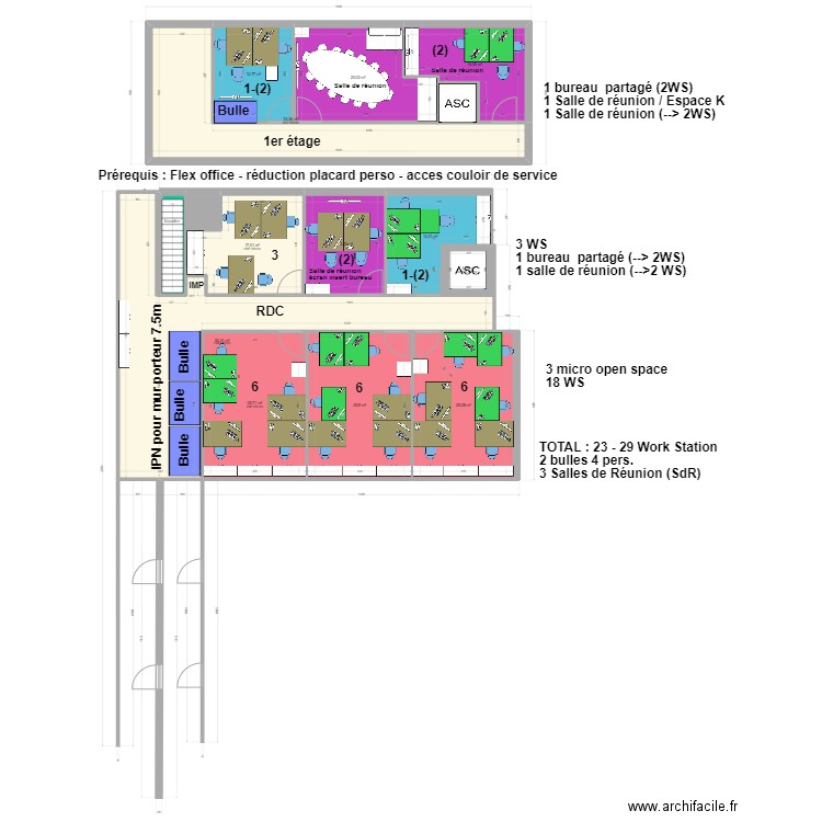 plans bureaux. Plan de 15 pièces et 263 m2