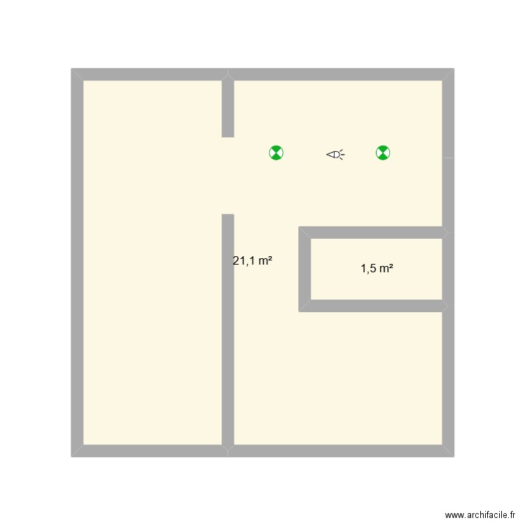 COULOIR/SAS RDC. Plan de 2 pièces et 23 m2