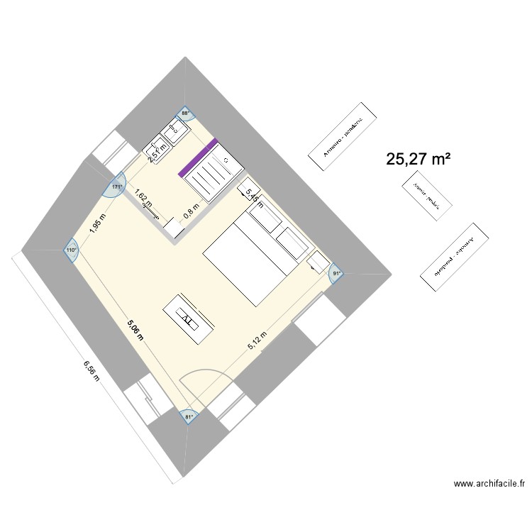 Partie nuit 1. Plan de 1 pièce et 25 m2