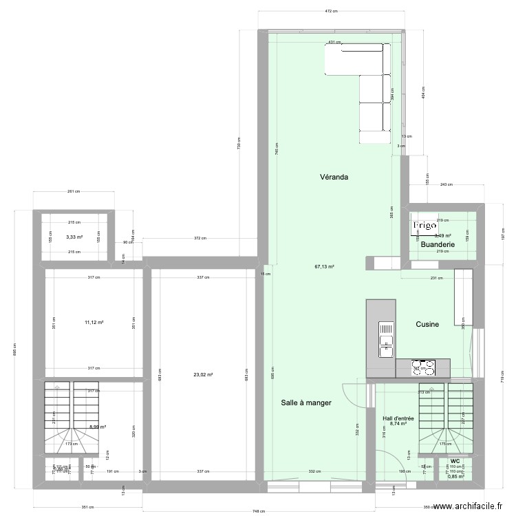 90c et 90 d dernière version. Plan de 9 pièces et 128 m2