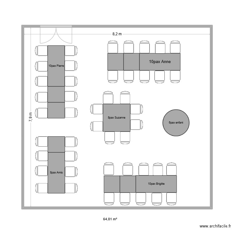 salle moment. Plan de 1 pièce et 65 m2