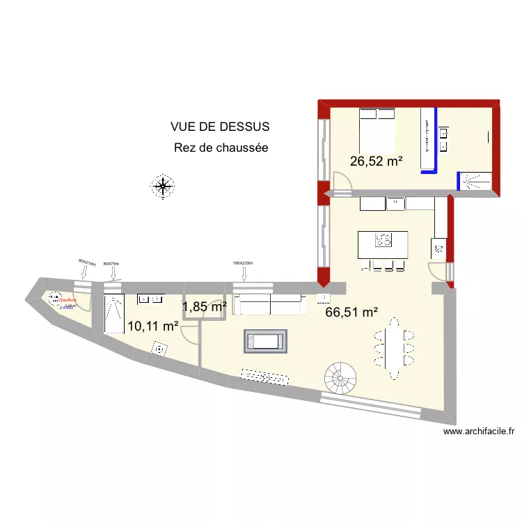 GRANGE4. Plan de 5  et 107 m²