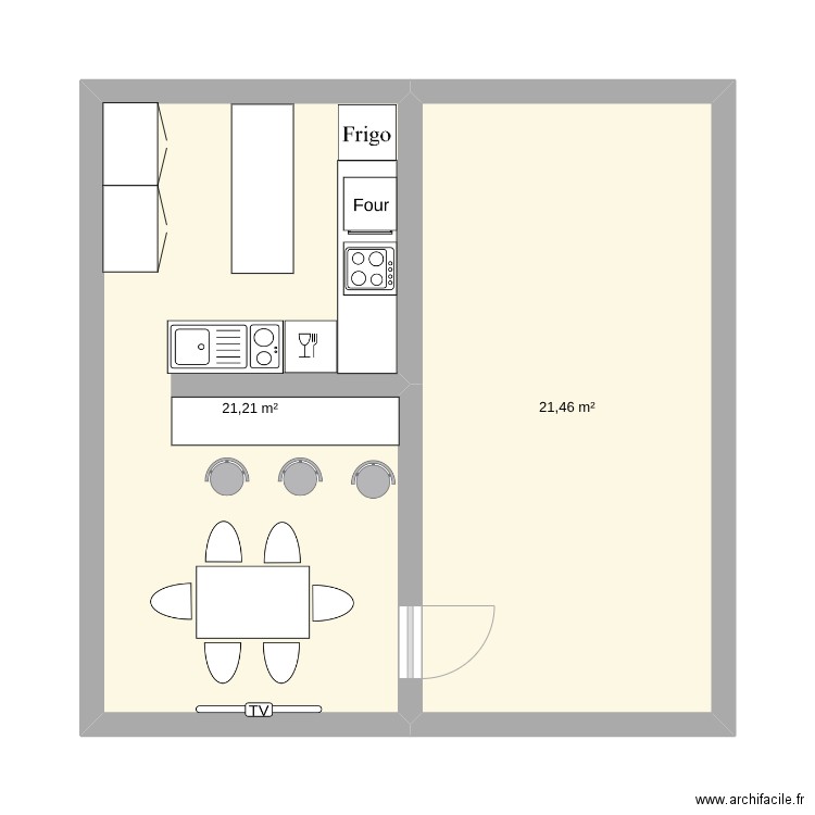 Eliott 1. Plan de 2 pièces et 43 m2