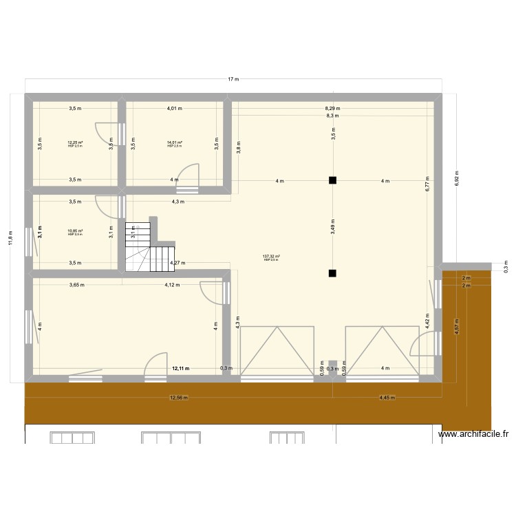 MAISON 17m. Plan de 10 pièces et 347 m2