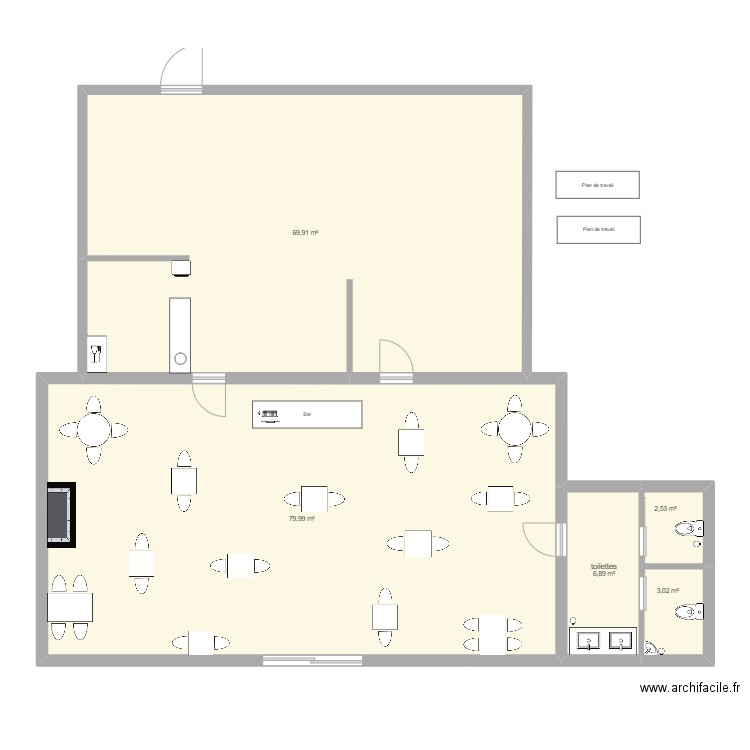 Delamare lucie restaurant . Plan de 5 pièces et 162 m2