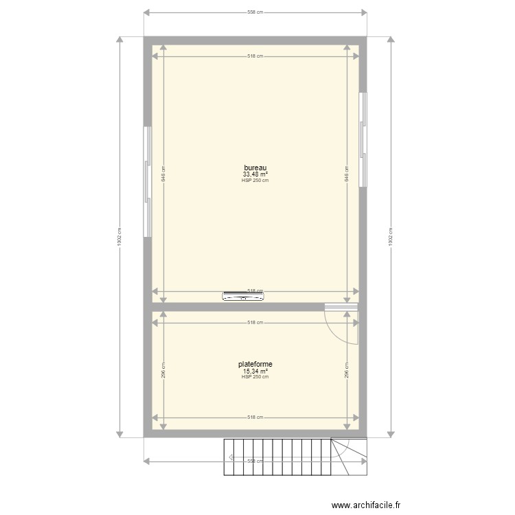 LOT 1 Etage2. Plan de 2 pièces et 49 m2