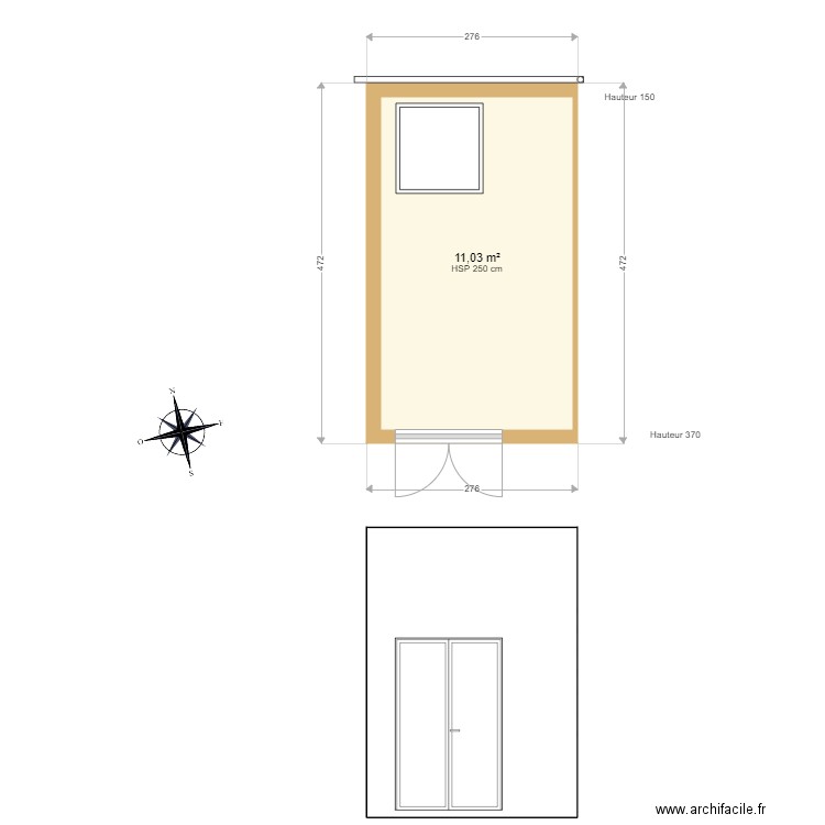 Cabanon470300 . Plan de 1 pièce et 11 m2