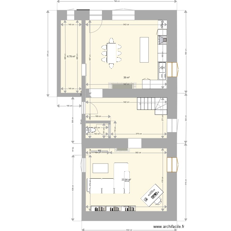 rez de chaussée maison. Plan de 0 pièce et 0 m2