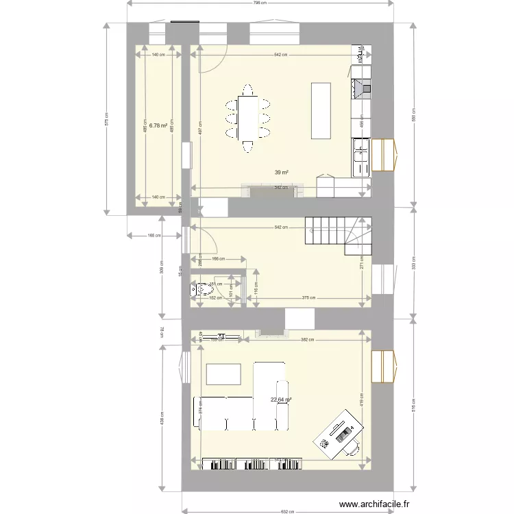 rez de chauss&eacute;e maison. Plan de 