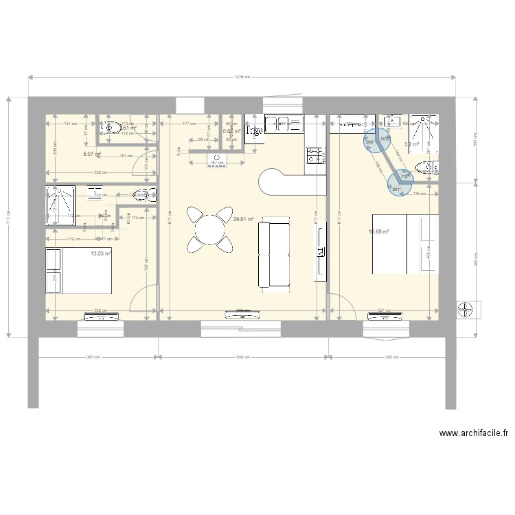 maison 70m2a. Plan de 7 pièces et 70 m2