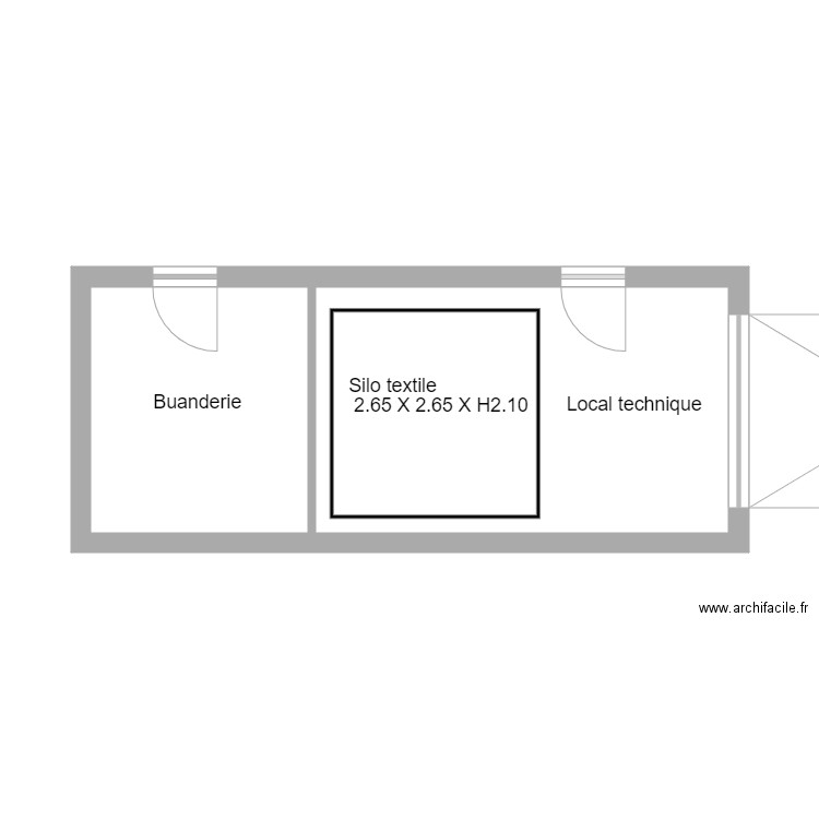 Cupillard silo textile. Plan de 2 pièces et 24 m2